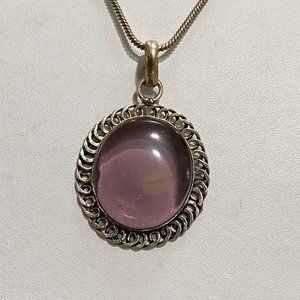 Natural Amethyst Gem Stone Pendant Necklace.